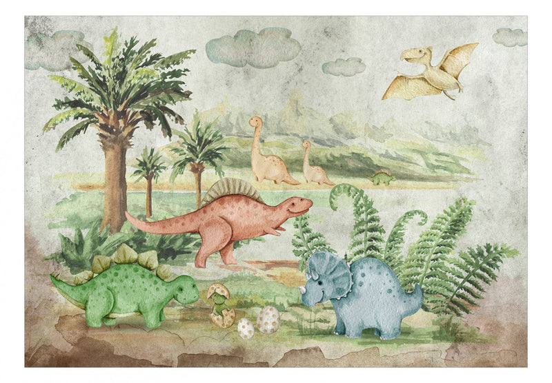 Fototapetes bērnu istabai ar dinozauriem - Juras laikmeta pasaule, 143452 G-ART