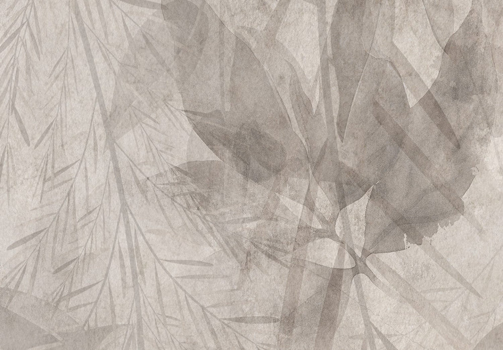 Fototapetes ar bēšām lapām, dabas motīvi Cotton Seed krāsā G-ART