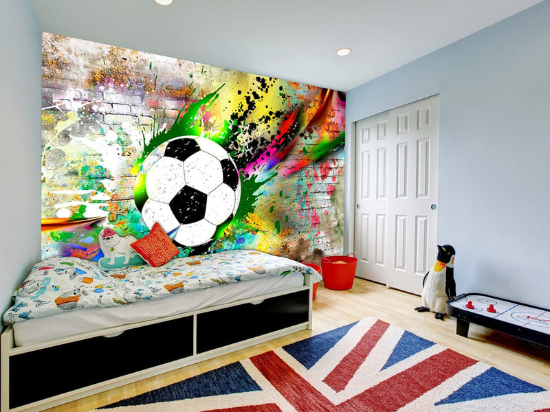 Fototapetes jauniešu istabai ar grafiti un futbolbumbu - Pilsētas spēle 97938 G-ART