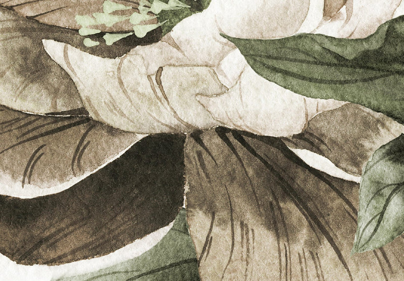 Fototapetes Kompozīcija ar ziedošam peonijam (zaļa, balta), 135797 G-ART