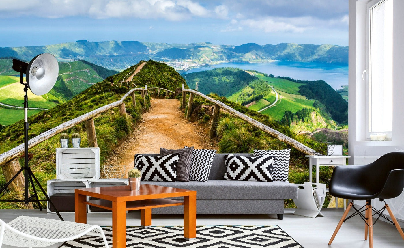 Fototapetes ar pastaigu ceļu kalnos un skaistu ainavu D-ART