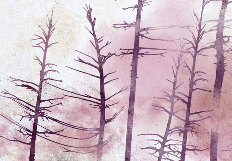 Fototapetes - Rozā koki ziemā uz pelēka fona, 143784 G-ART