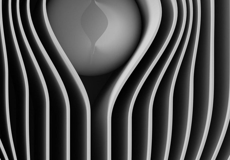 Fototapetes Sfēras starp līnijām - moderna ģeometrisko figūru abstrakcija 129896