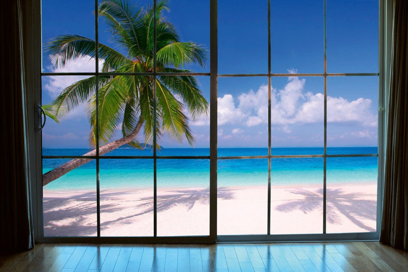 Fototapetes - Skats uz tropisko pludmali no loga D-ART