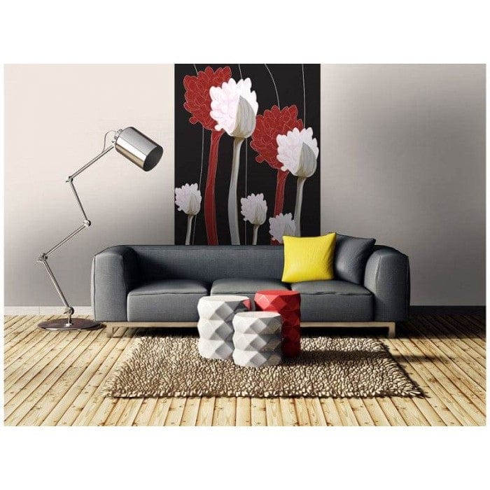 Fototapetes - Stilizēti ziedi (baltā un sarkanā krāsā) D-ART