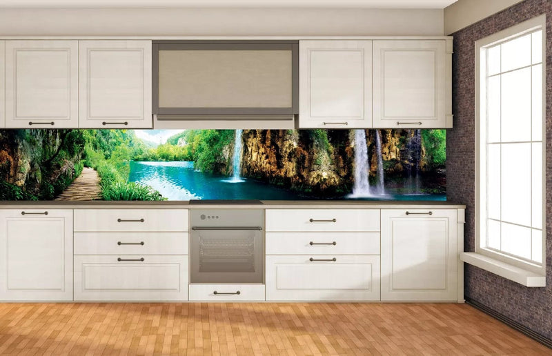 Fototapetes virtuvei ar lamināciju, pašlīmējošas plēve un flizelīns - Atpūta mežā (350x60 cm) Art4home