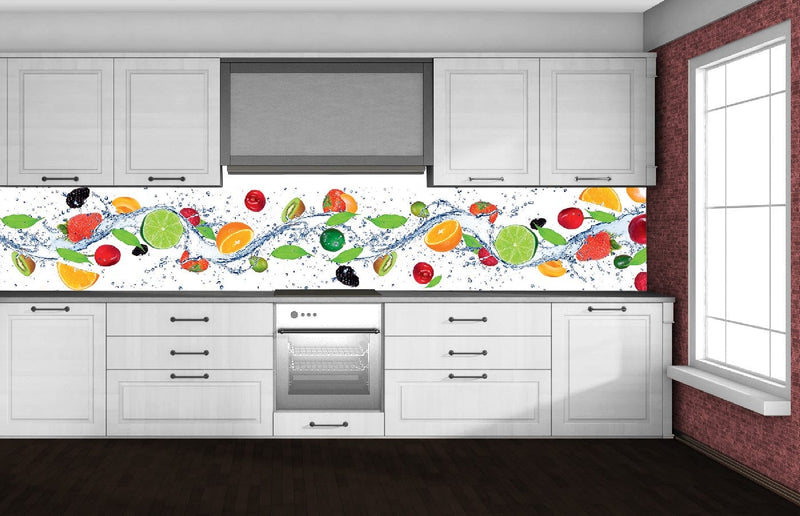 Fototapetes virtuvei ar lamināciju, pašlīmējošas plēve un flizelīns - Augļi (350x60 cm) Art4home