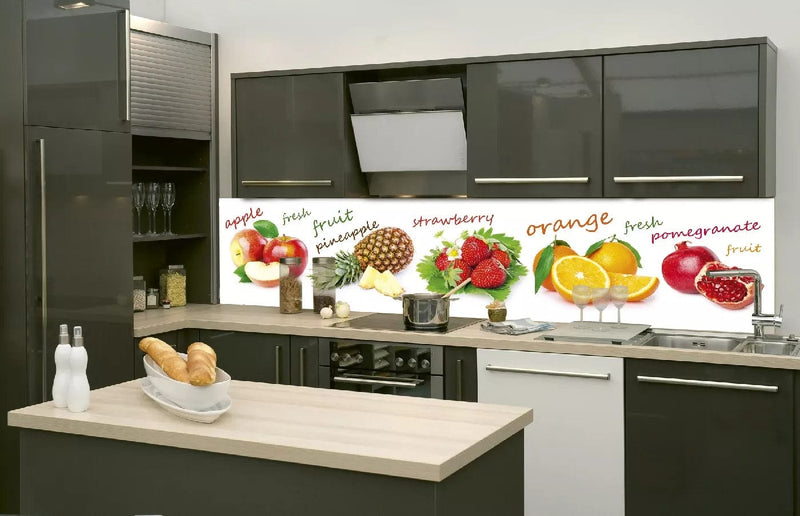 Fototapetes virtuvei ar lamināciju, pašlīmējošas plēve un flizelīns - Augļu maisījums  (260x60 cm) Art4home