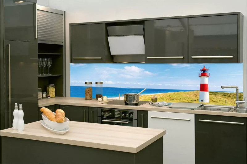 Fototapetes virtuvei ar lamināciju, pašlīmējošas plēve un flizelīns - Bāka jūras krastā (260x60 cm) Art4home