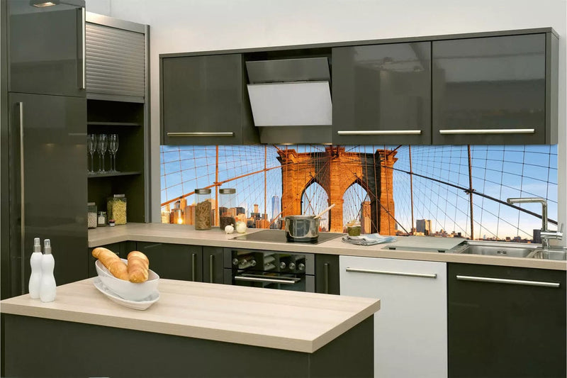 Fototapetes virtuvei ar lamināciju, pašlīmējošas plēve un flizelīns - Bruklinas tilts (260x60 cm) Art4home