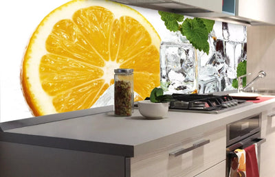 Fototapetes virtuvei ar lamināciju, pašlīmējošas plēve un flizelīns - Citrons un ledus  (180x60 cm) Art4home