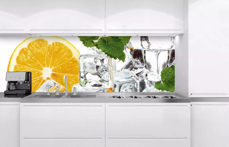 Fototapetes virtuvei ar lamināciju, pašlīmējošas plēve un flizelīns - Citrons un ledus  (180x60 cm) Art4home