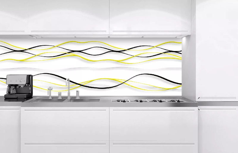 Fototapetes virtuvei ar lamināciju, pašlīmējošas plēve un flizelīns - Dzelteni viļņi  (180x60 cm) Art4home