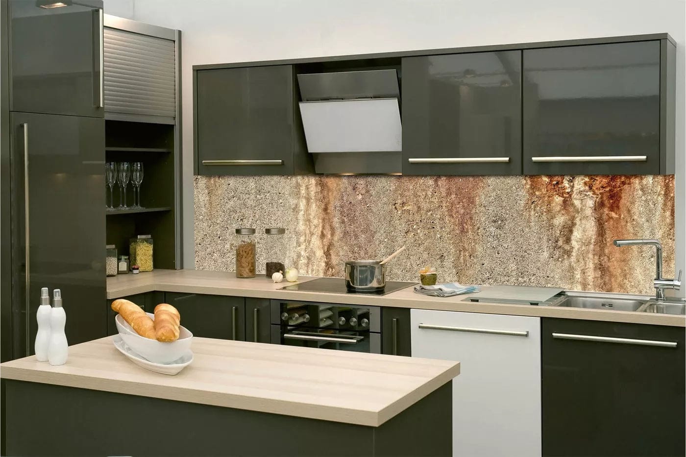 Pašlīmējošas fototapetes virtuvei - Ekscentriska sienas tekstūra (260x60 cm) Art4home