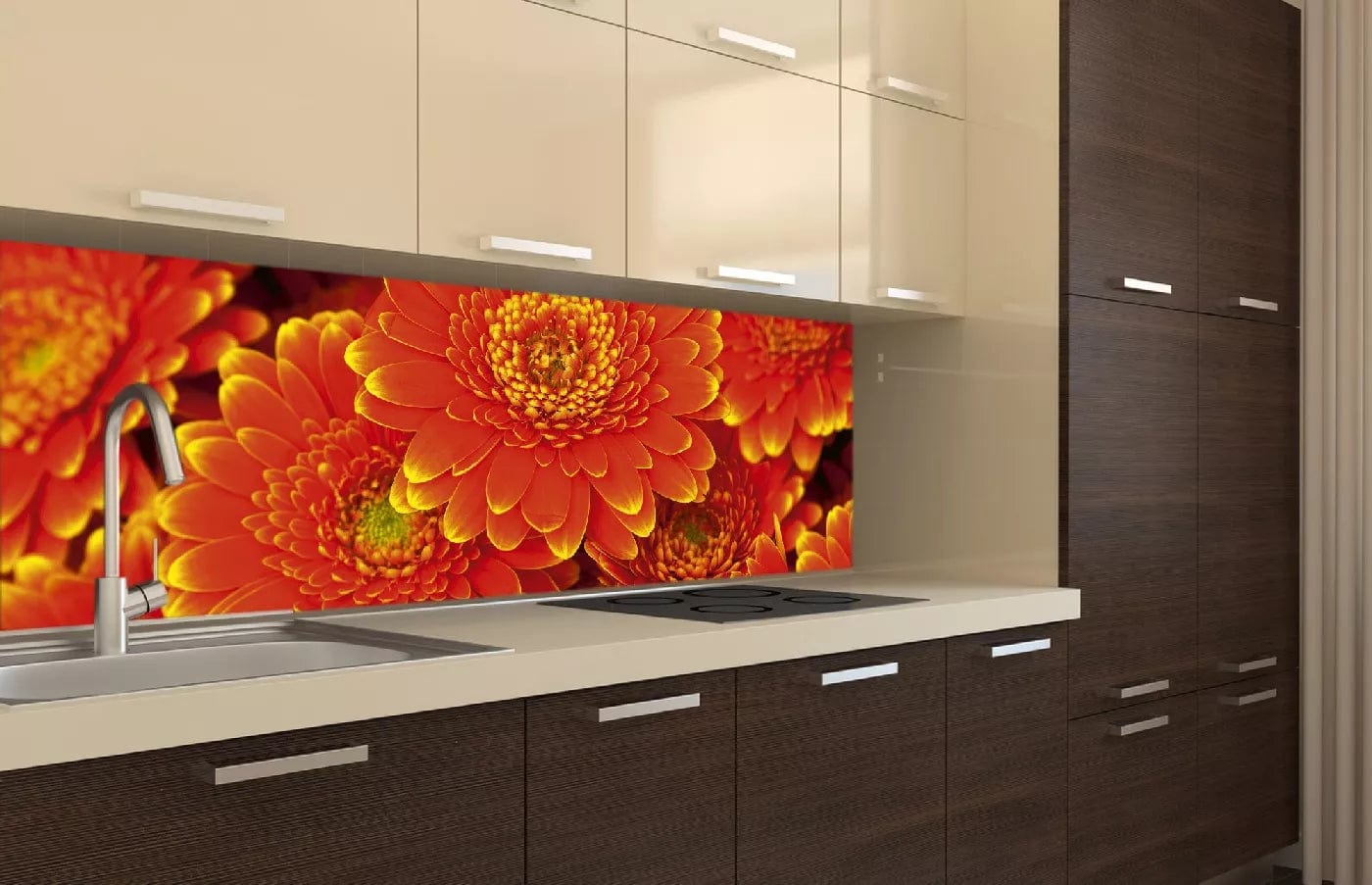 Pašlīmējošas fototapetes virtuvei - Gerberas  (180x60 cm) Art4home