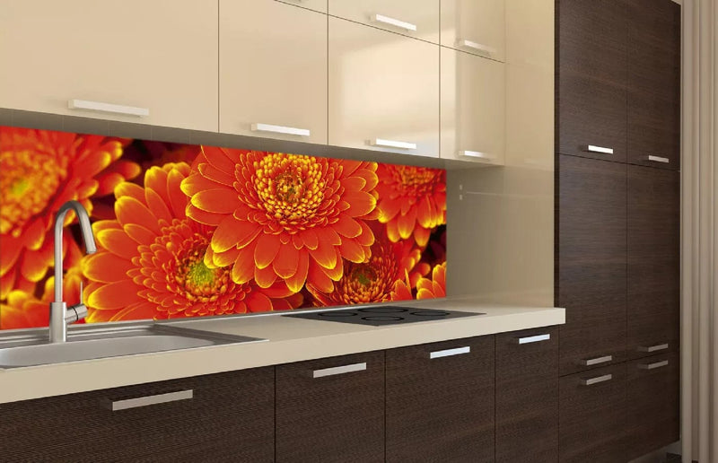 Fototapetes virtuvei ar lamināciju, pašlīmējošas plēve un flizelīns - Gerberas  (180x60 cm) Art4home