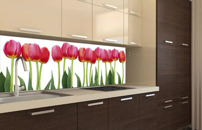 Fototapetes virtuvei ar lamināciju, pašlīmējošas plēve un flizelīns - Gulta no tulpēm  (180x60 cm) Art4home