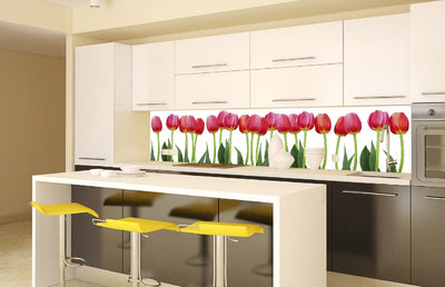 Fototapetes virtuvei ar lamināciju, pašlīmējošas plēve un flizelīns - Gulta no tulpēm  (260x60 cm) Art4home