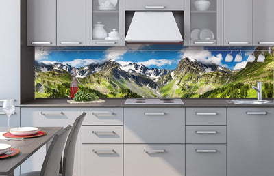 Fototapetes virtuvei ar lamināciju, pašlīmējošas plēve un flizelīns - Kalni  (260x60 cm) Art4home