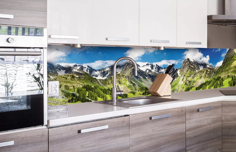 Fototapetes virtuvei ar lamināciju, pašlīmējošas plēve un flizelīns - Kalni  (260x60 cm) Art4home