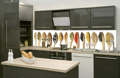 Fototapetes virtuvei ar lamināciju, pašlīmējošas plēve un flizelīns - Karotes  (260x60 cm) Art4home