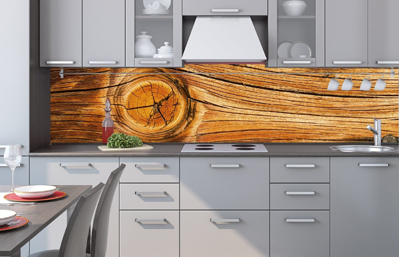 Laminētas fototapetes virtuvei - Koka mezgls  (260x60 cm) Art4home