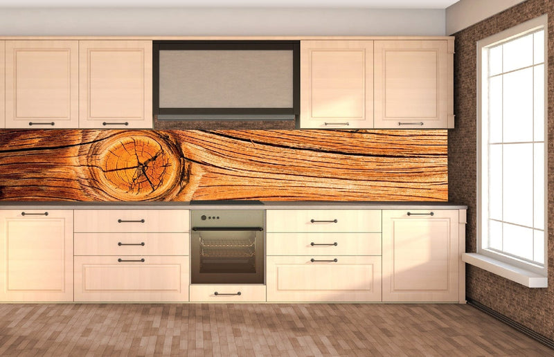 Fototapetes virtuvei ar lamināciju, pašlīmējošas plēve un flizelīns - Koka mezgls (350x60 cm) Art4home