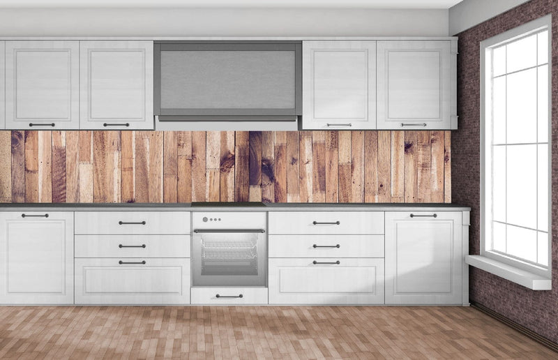 Fototapetes virtuvei ar lamināciju, pašlīmējošas plēve un flizelīns - Koka siena (350x60 cm) Art4home