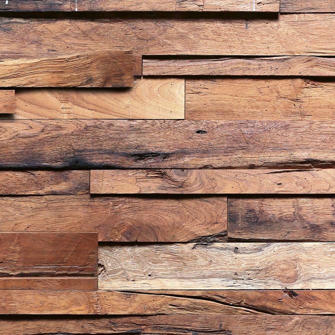 Pašlīmējošas fototapetes virtuvei - Koka siena II (260x60 cm) Art4home