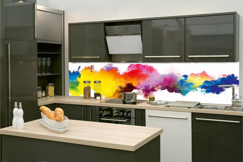Fototapetes virtuvei ar lamināciju, pašlīmējošas plēve un flizelīns - Krāsaina abstrakcija (260x60 cm) Art4home