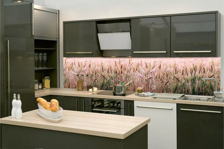 Pašlīmējošas fototapetes virtuvei - Kviešu lauks (260x60 cm) Art4home