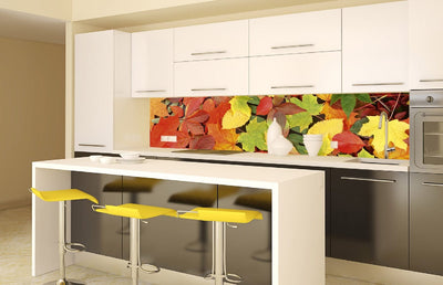 Fototapetes virtuvei ar lamināciju, pašlīmējošas plēve un flizelīns - Lapas  (260x60 cm) Art4home