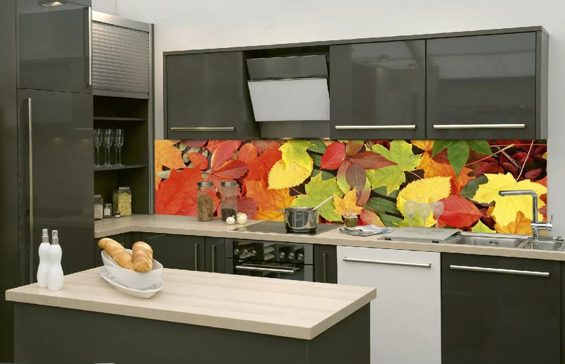 Fototapetes virtuvei ar lamināciju, pašlīmējošas plēve un flizelīns - Lapas  (260x60 cm) Art4home