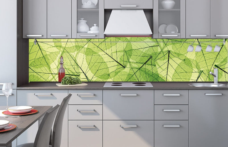 Fototapetes virtuvei ar lamināciju, pašlīmējošas plēve un flizelīns - Lapu dzīslas  (260x60 cm) Art4home