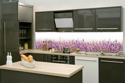 Fototapetes virtuvei ar lamināciju, pašlīmējošas plēve un flizelīns - Lavandas lauks (260x60 cm) Art4home