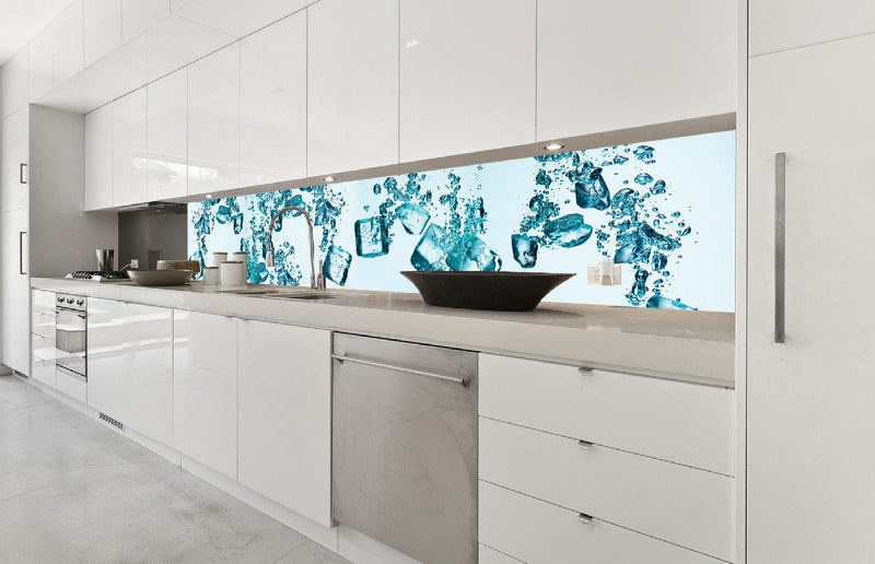 Fototapetes virtuvei ar lamināciju, pašlīmējošas plēve un flizelīns - Ledus gabaliņi (350x60 cm) Art4home