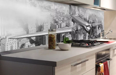 Fototapetes virtuvei ar lamināciju, pašlīmējošas plēve un flizelīns - Lidmašīna  (180x60 cm) Art4home
