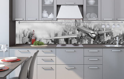 Fototapetes virtuvei ar lamināciju, pašlīmējošas plēve un flizelīns - Lidmašīna  (260x60 cm) Art4home