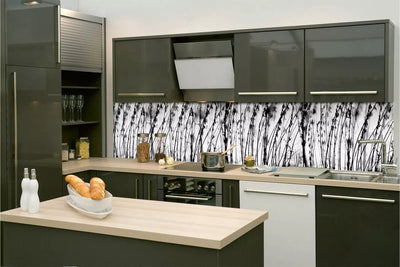 Fototapetes virtuvei ar lamināciju, pašlīmējošas plēve un flizelīns - Melnbaltā zāle (260x60 cm) Art4home