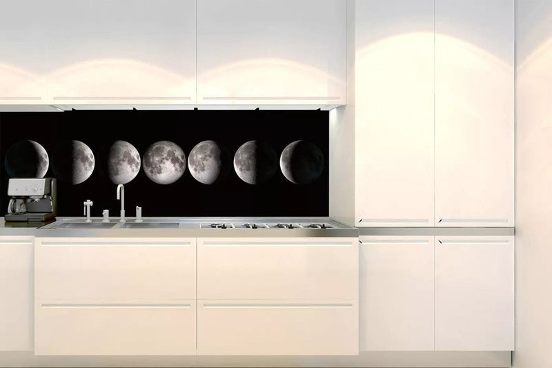 Fototapetes virtuvei ar lamināciju, pašlīmējošas plēve un flizelīns - Mēness fāzes (180x60 cm) Art4home
