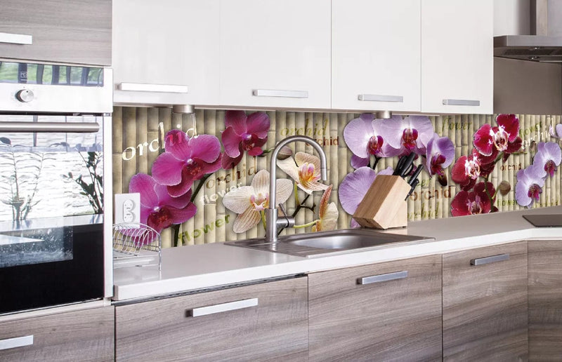 Fototapetes virtuvei ar lamināciju, pašlīmējošas plēve un flizelīns - Orhideja  (260x60 cm) Art4home