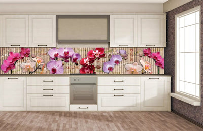 Fototapetes virtuvei ar lamināciju, pašlīmējošas plēve un flizelīns - Orhideja (350x60 cm) Art4home
