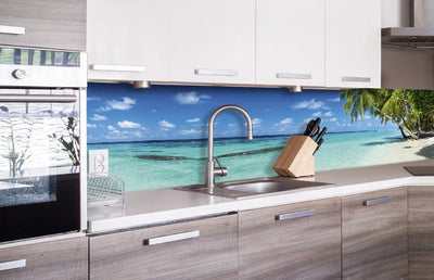 Fototapetes virtuvei ar lamināciju, pašlīmējošas plēve un flizelīns - Paradīzes pludmale  (260x60 cm) Art4home