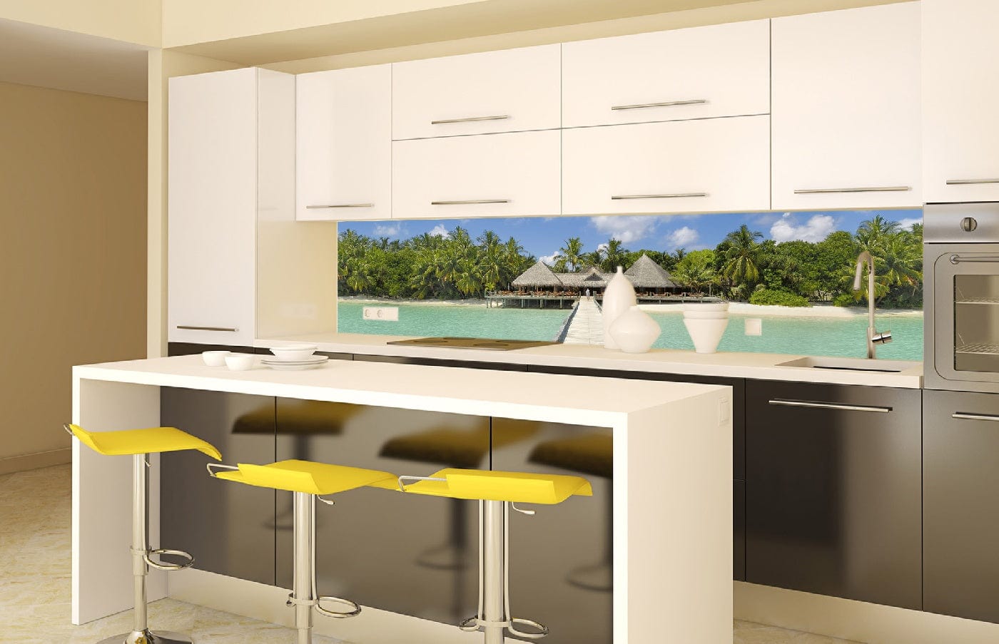 Pašlīmējošas fototapetes virtuvei - Piestātne  (260x60 cm) Art4home