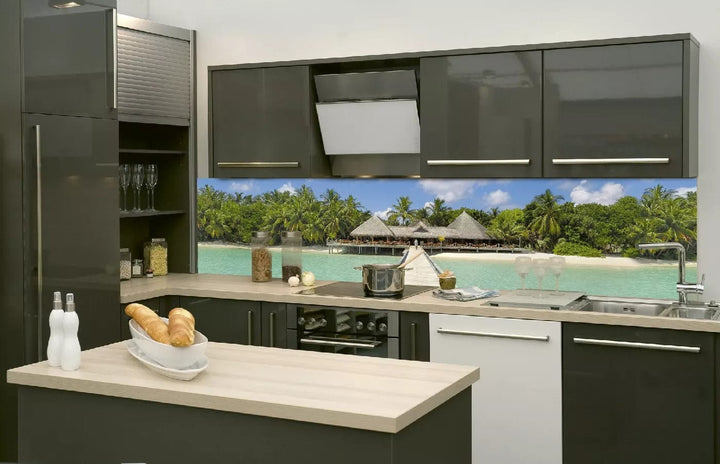 Pašlīmējošas fototapetes virtuvei - Piestātne  (260x60 cm) Art4home