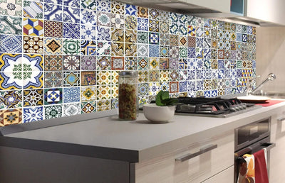 Fototapetes virtuvei ar lamināciju, pašlīmējošas plēve un flizelīns - Portugāles flīzes  (180x60 cm) Art4home