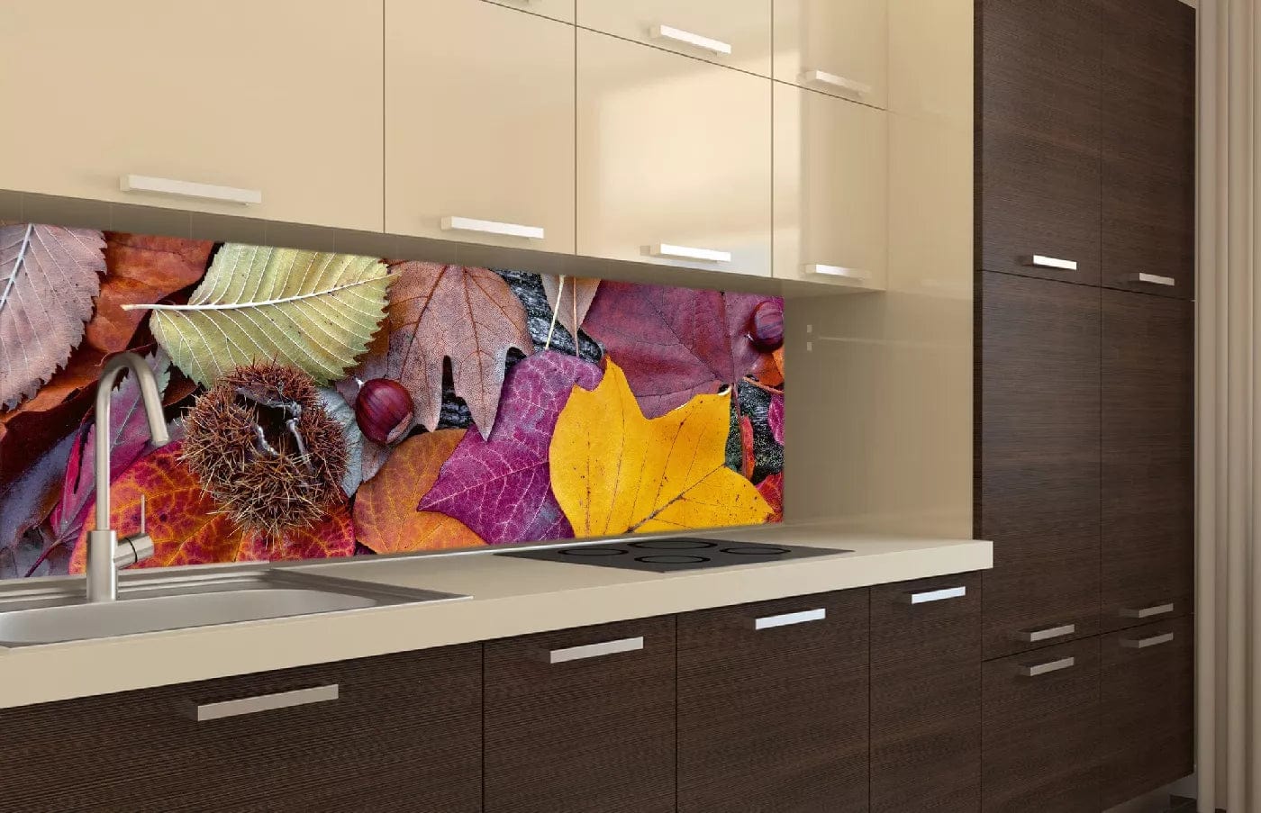 Pašlīmējošas fototapetes virtuvei - Rudens lapas  (180x60 cm) Art4home