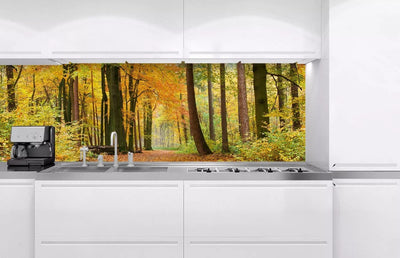 Fototapetes virtuvei ar lamināciju, pašlīmējošas plēve un flizelīns - Rudens mežs  (180x60 cm) Art4home
