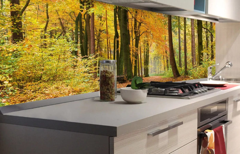 Fototapetes virtuvei ar lamināciju, pašlīmējošas plēve un flizelīns - Rudens mežs  (180x60 cm) Art4home