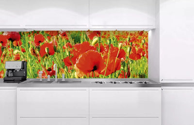 Fototapetes virtuvei ar lamināciju, pašlīmējošas plēve un flizelīns - Sarkanās magones  (180x60 cm) Art4home